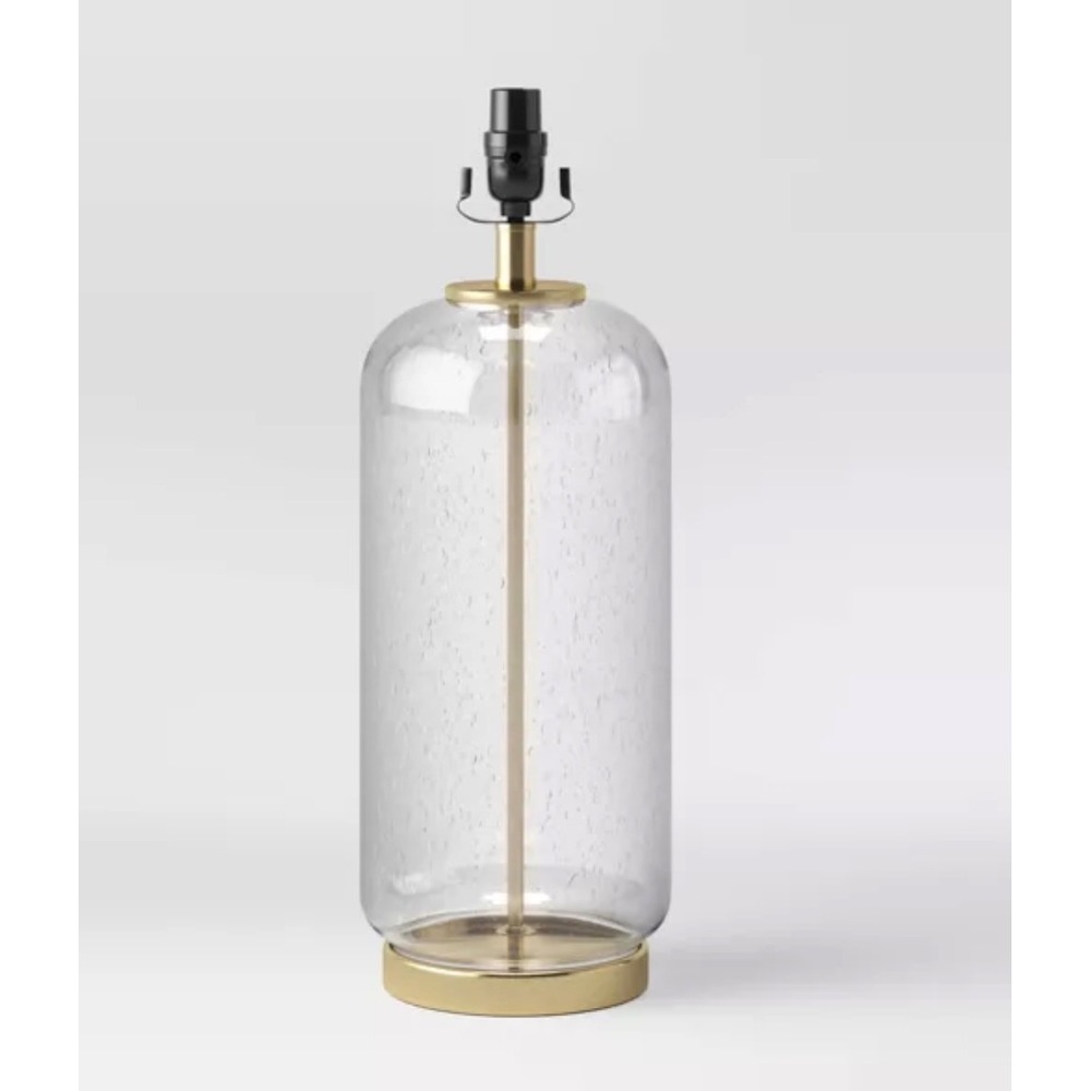Threshold Large Seeded Glass Lamp Base Clear Gold Brass 19.75in Tall NWT